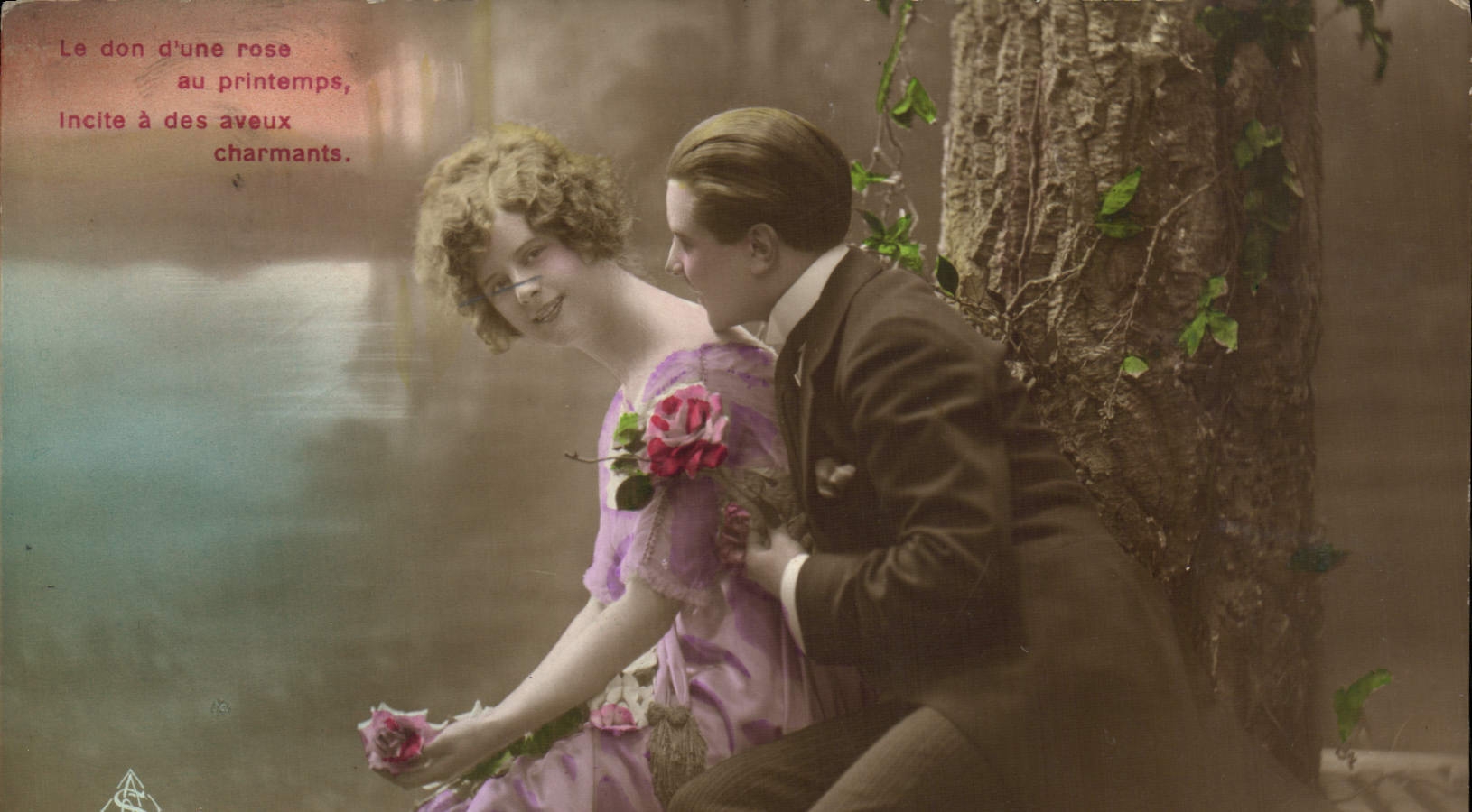 Mujer de la fantasía de la POSTAL de la VENDIMIA