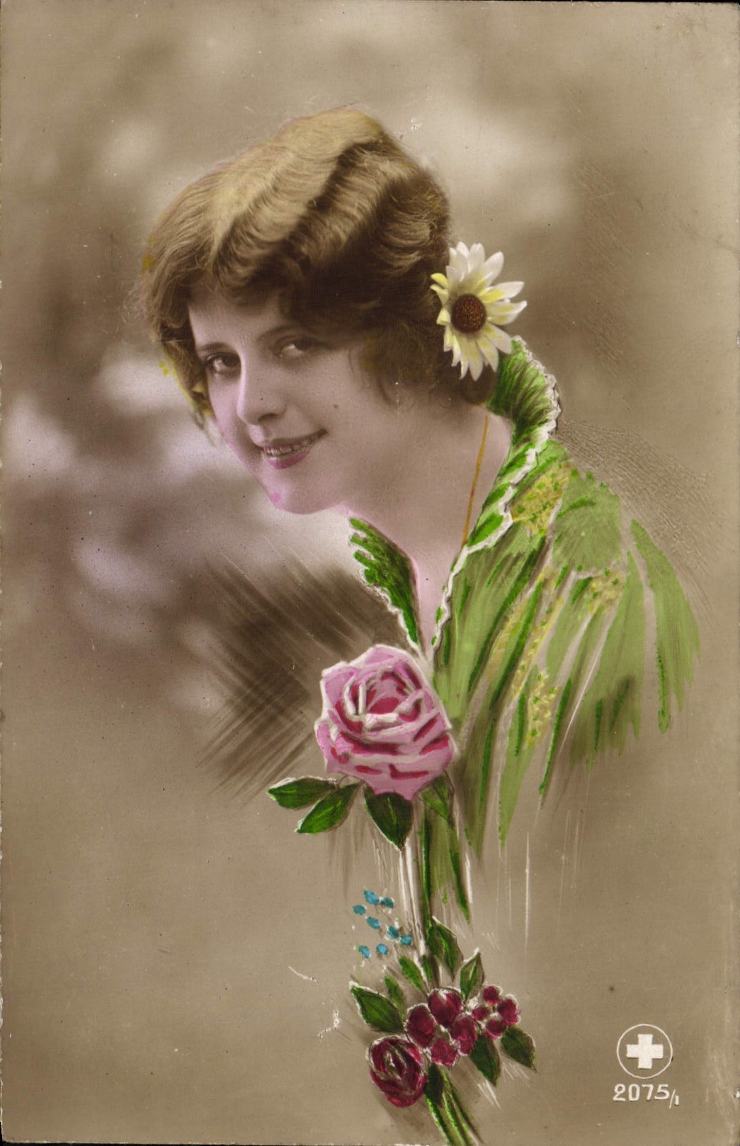 Mujer de la fantasía de la POSTAL de la VENDIMIA