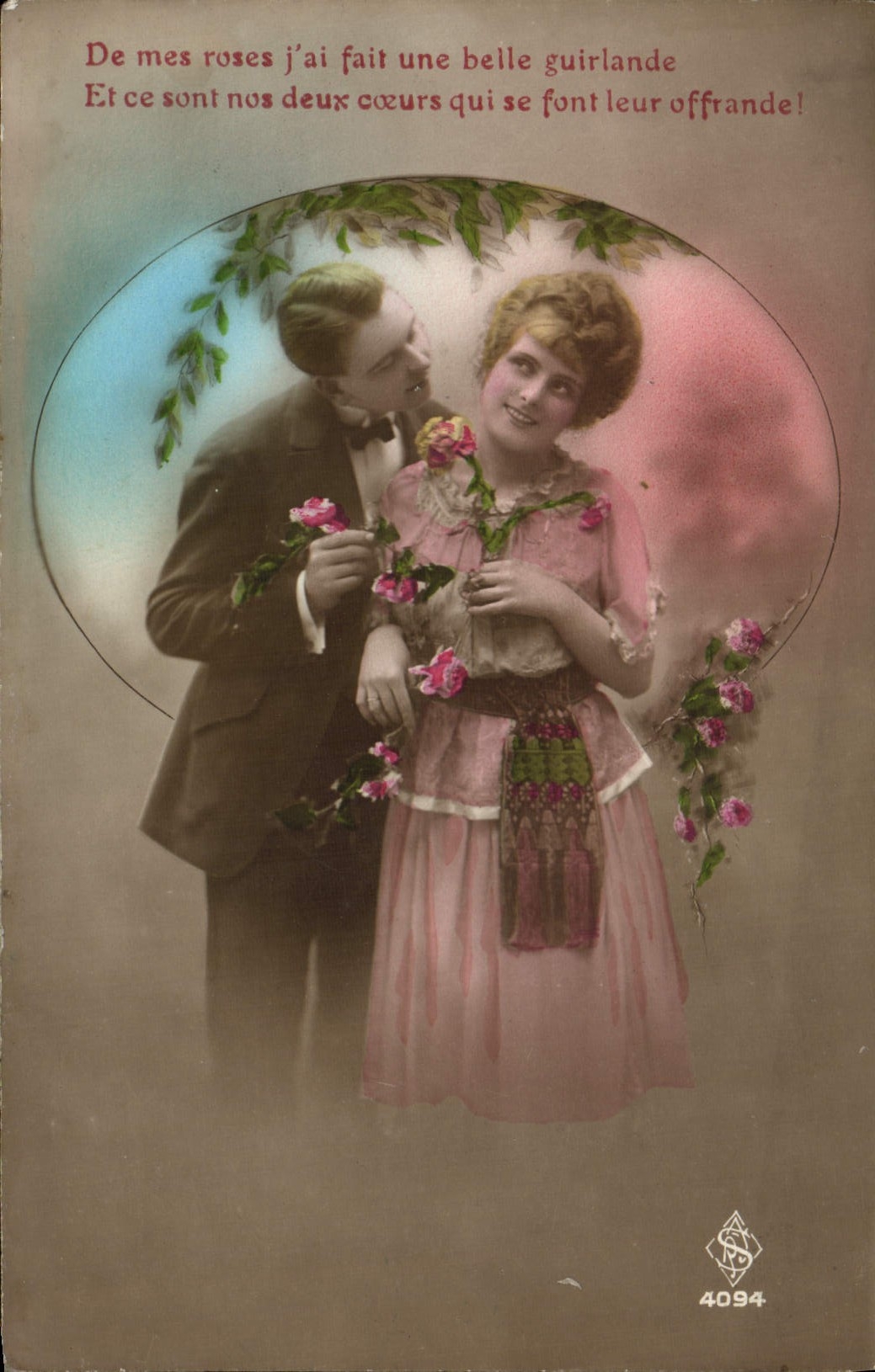 Mujer de la fantasía de la POSTAL de la VENDIMIA