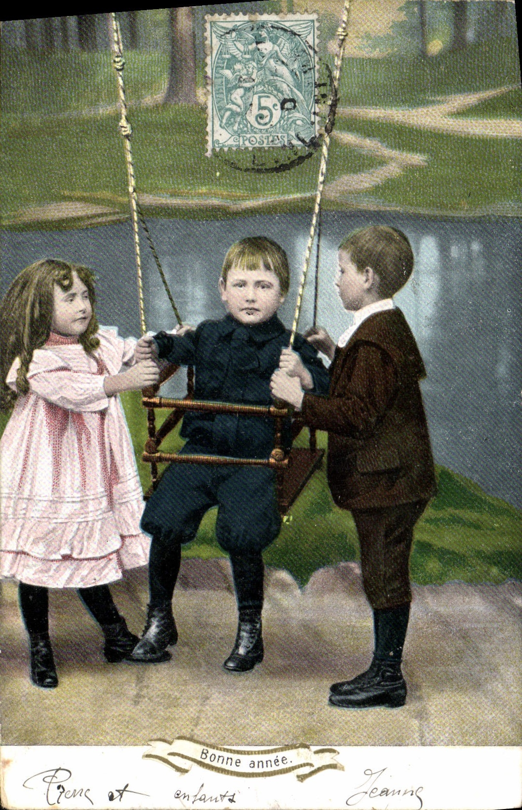 CPA Fantaisie Enfants Balancoire