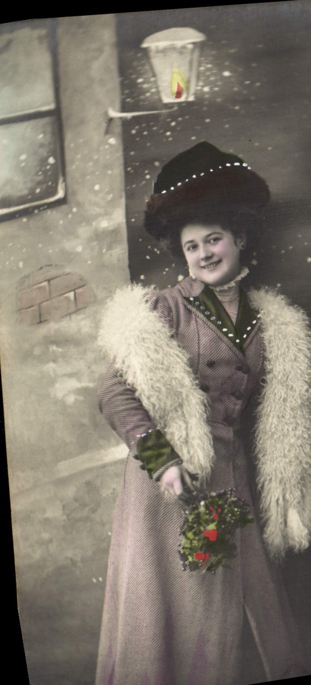 Mujer de la fantasía de la POSTAL de la VENDIMIA