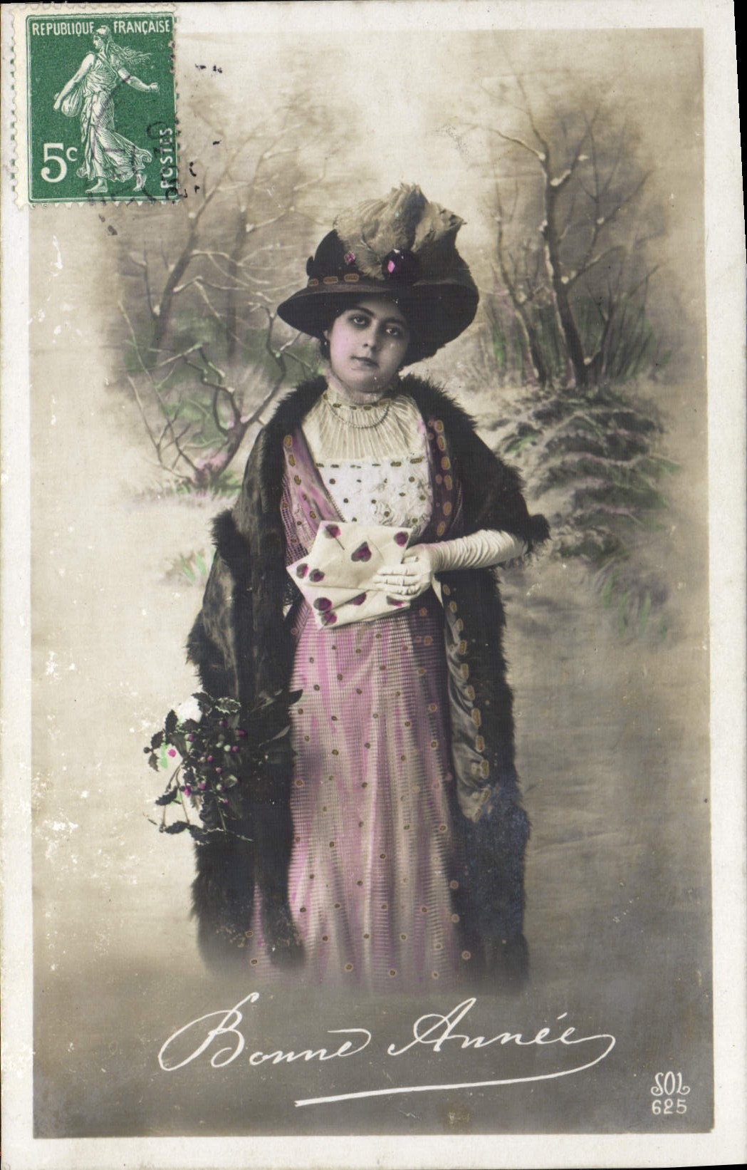 Mujer de la fantasía de la POSTAL de la VENDIMIA