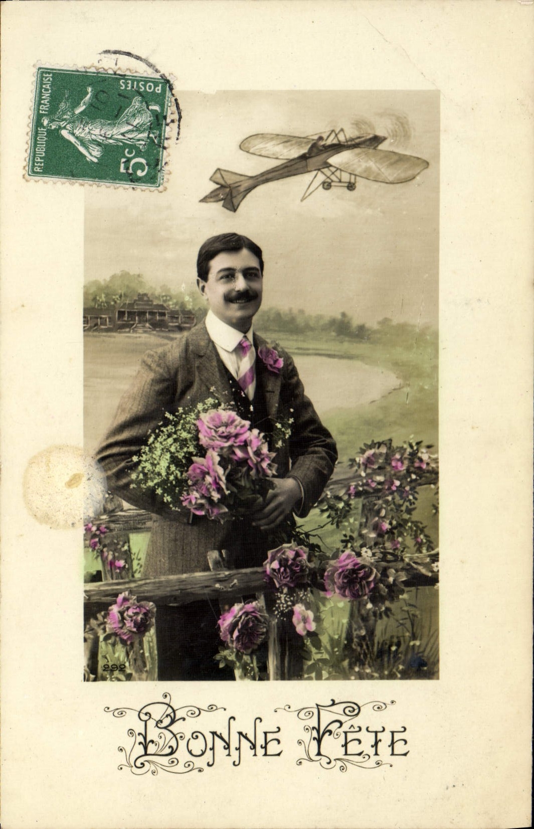 Plano del hombre de la fantasía de la POSTAL de la VENDIMIA