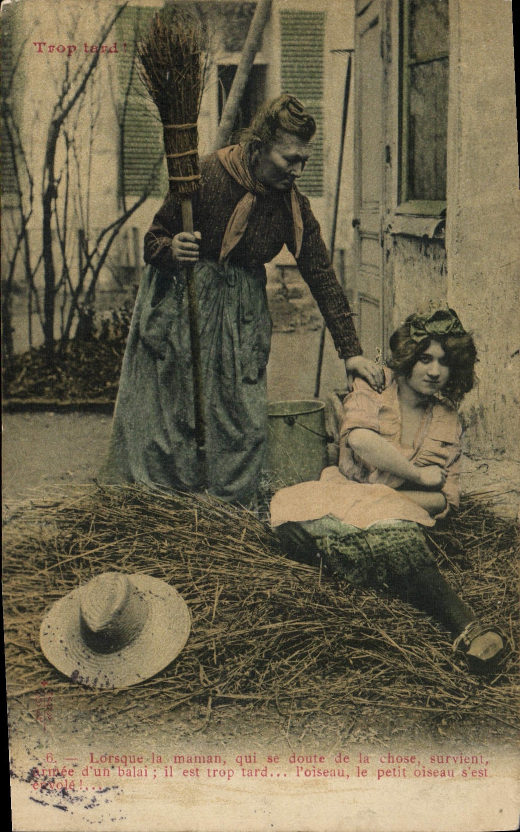 VINTAGE POSTCARD Fantasy Women Too late