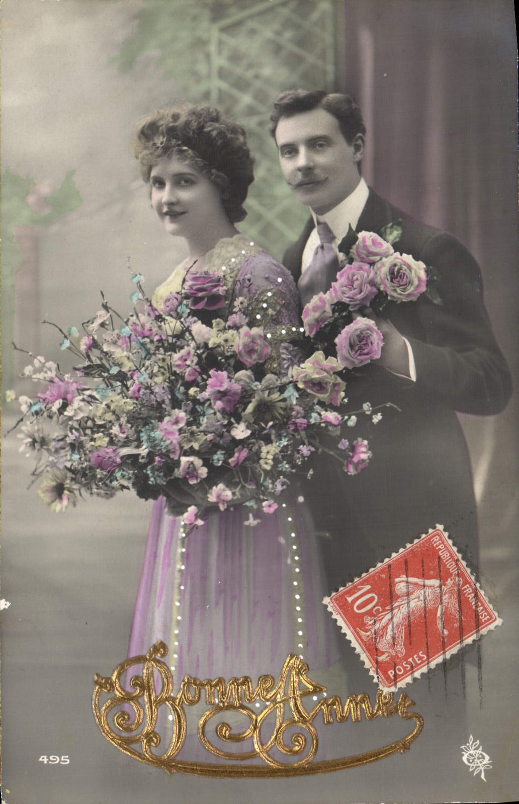 Mujer de la fantasía de la POSTAL de la VENDIMIA