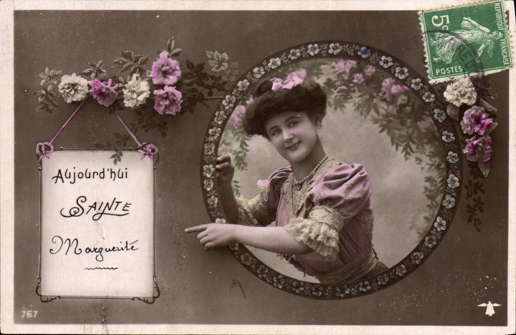 VINTAGE POSTCARD Fantasy Woman Sainte Marguerite