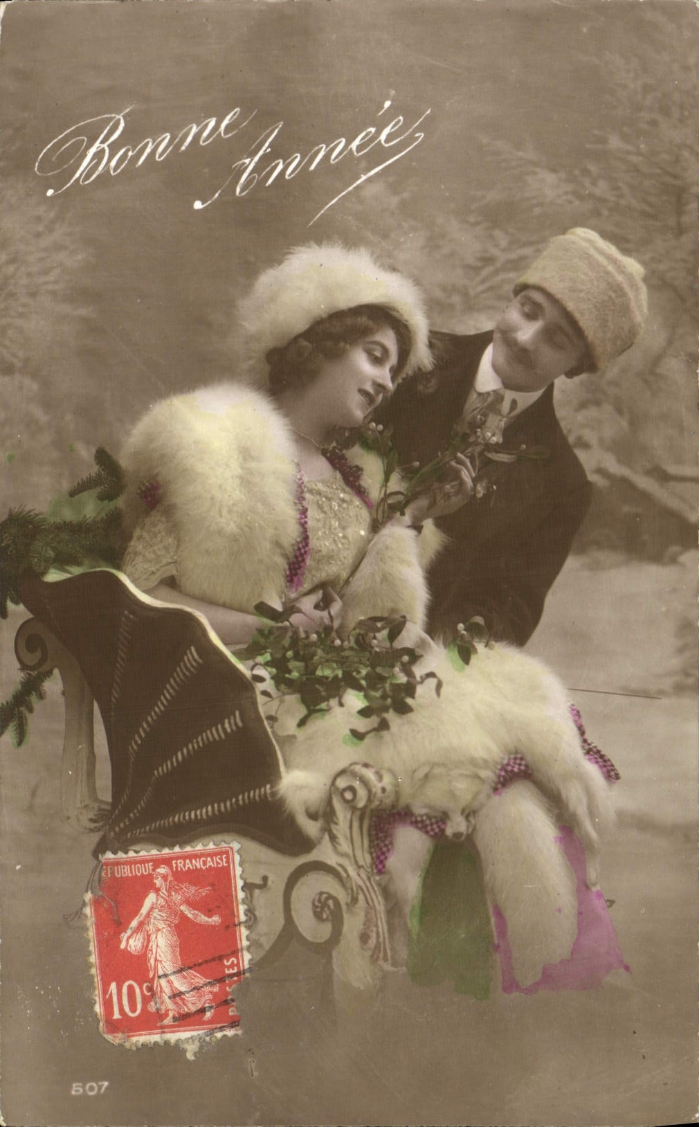 Mujer de la fantasía de la POSTAL de la VENDIMIA