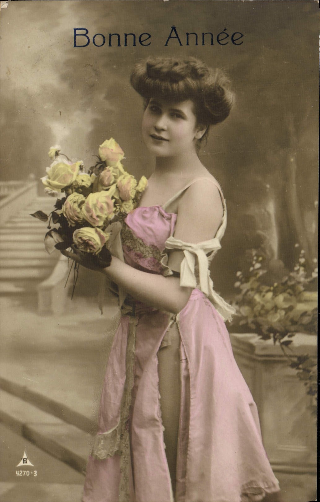 Mujer de la fantasía de la POSTAL de la VENDIMIA