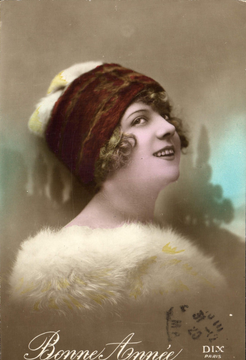 Mujer de la fantasía de la POSTAL de la VENDIMIA