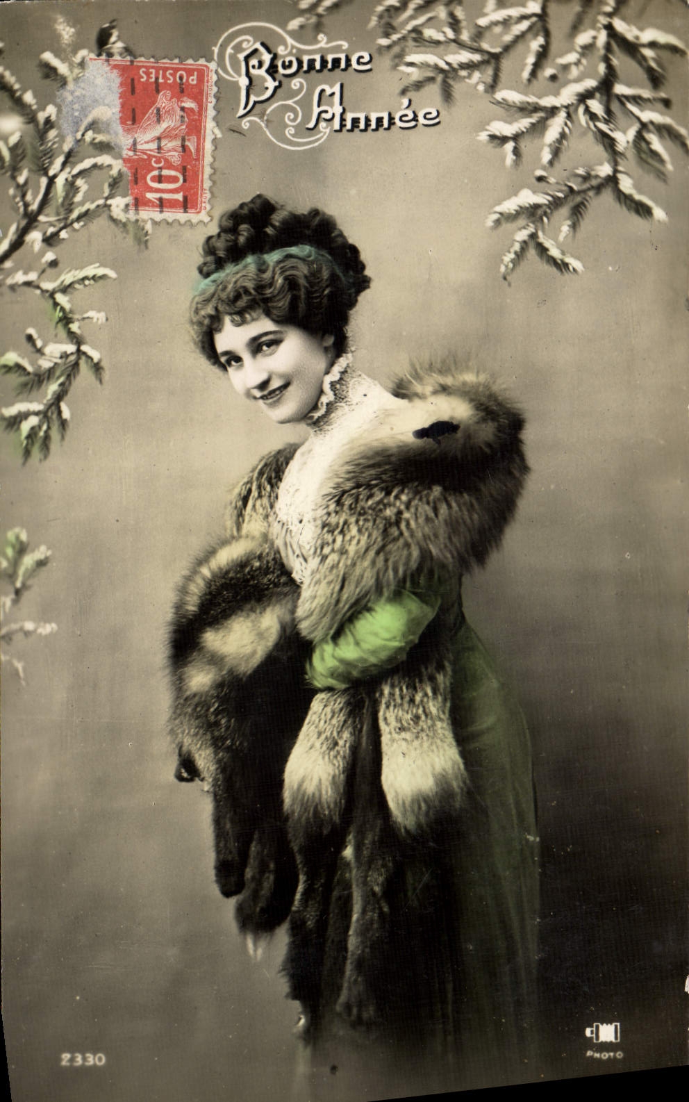 Mujer de la fantasía de la POSTAL de la VENDIMIA