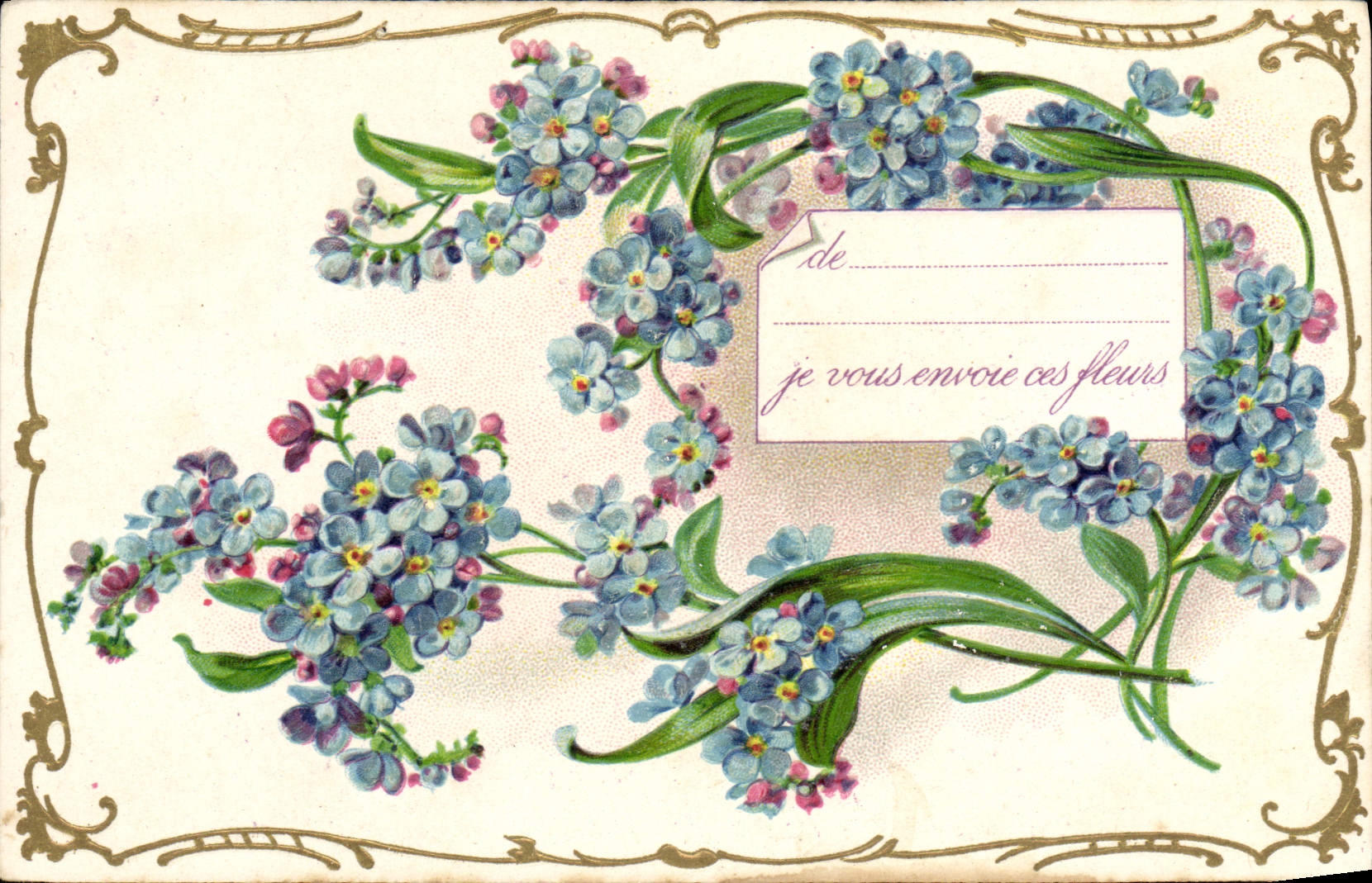 Flores de la fantasía de la POSTAL de la VENDIMIA
