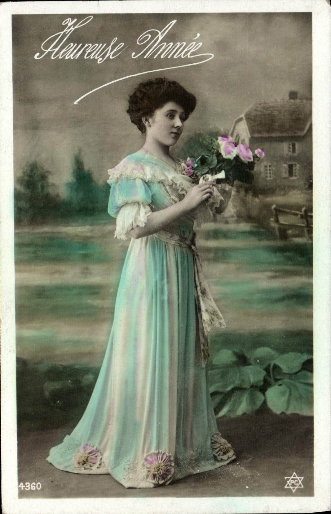 Mujer de la fantasía de la POSTAL de la VENDIMIA