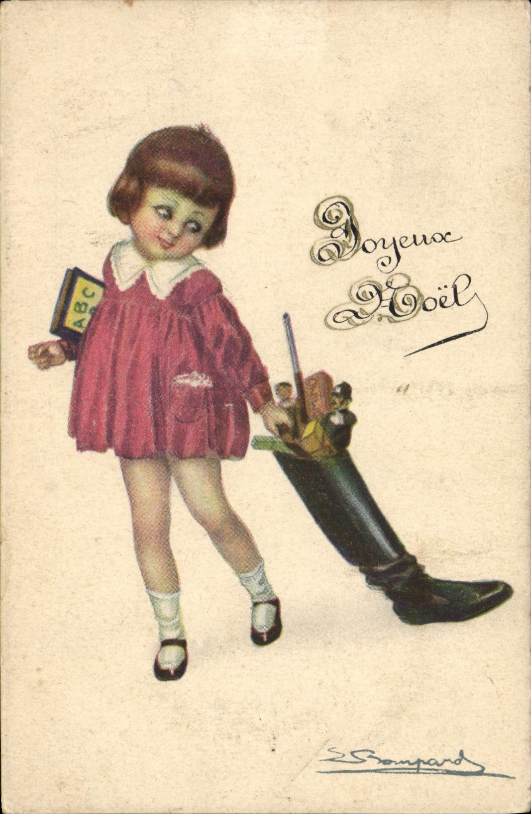 VINTAGE POSTCARD Fantasy Child Boot Headstocks Bompard Illustrator