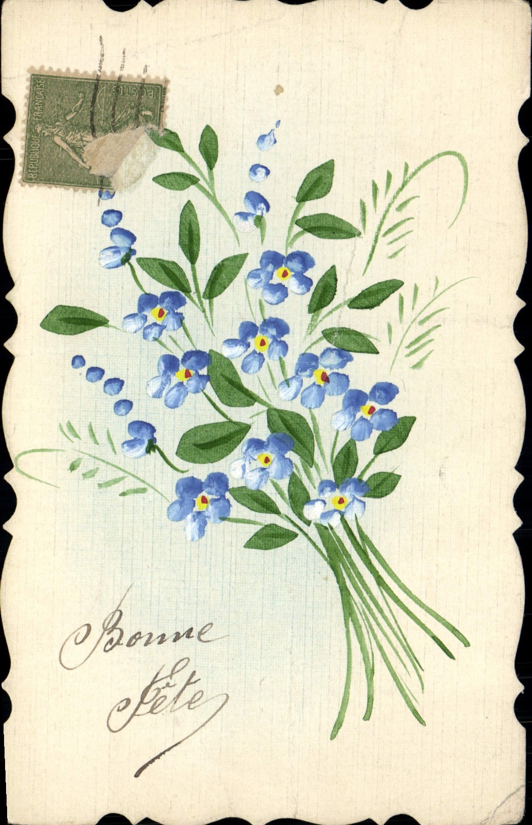 Flores de la fantasía de la POSTAL de la VENDIMIA