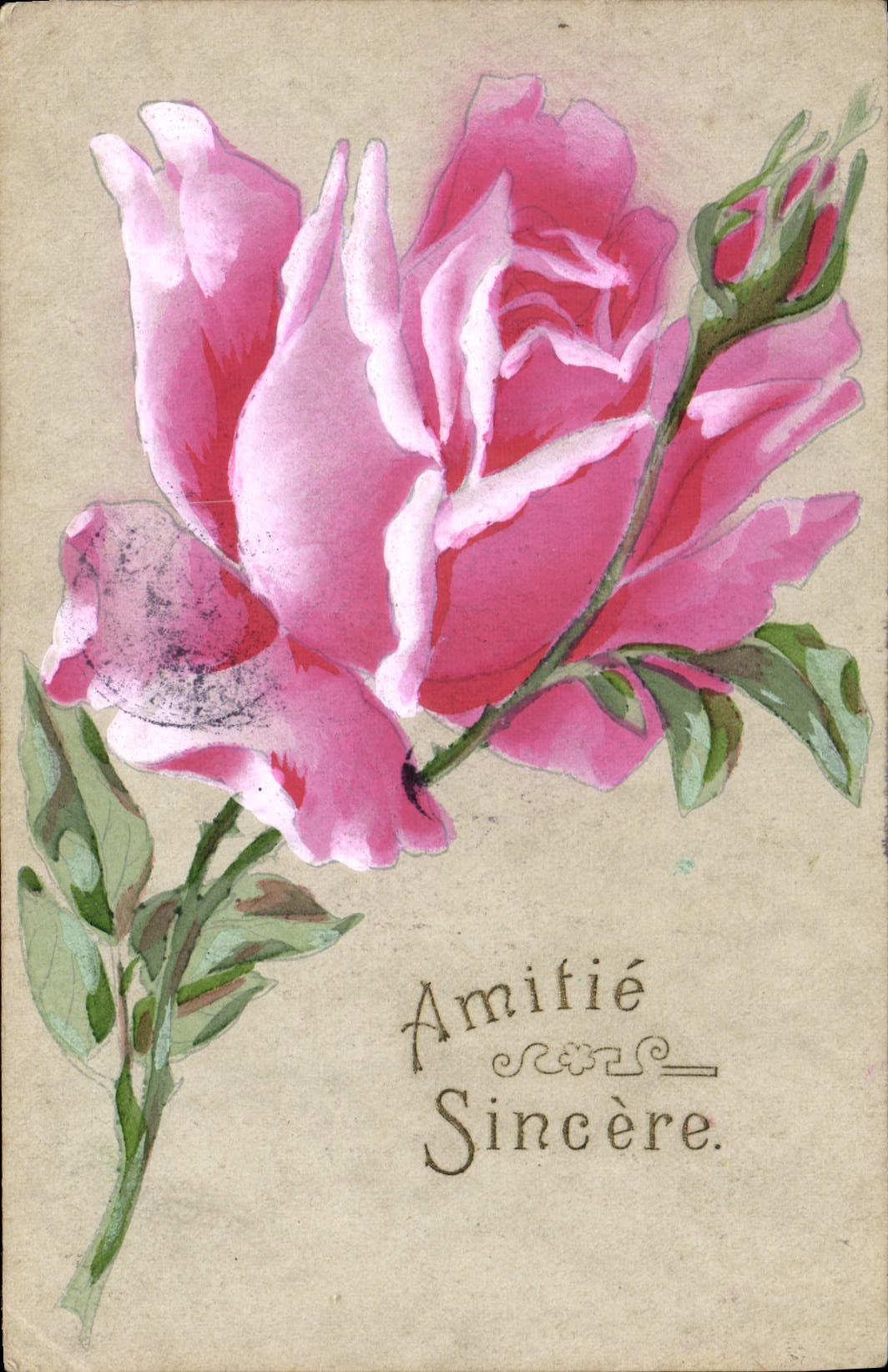 Flor Rose de la fantasía de la POSTAL de la VENDIMIA