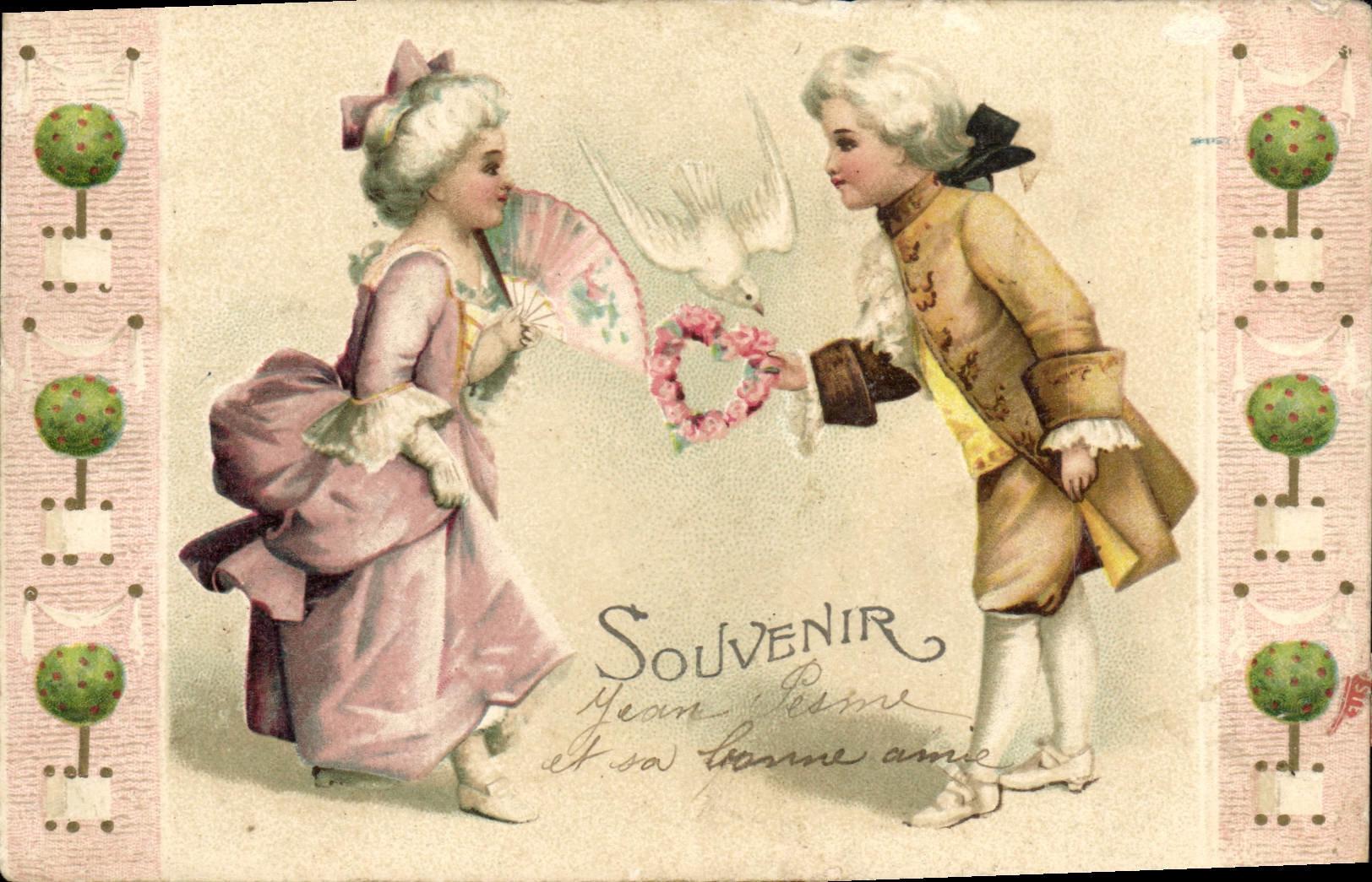 VINTAGE POSTCARD Fantasy Woman Dove Range