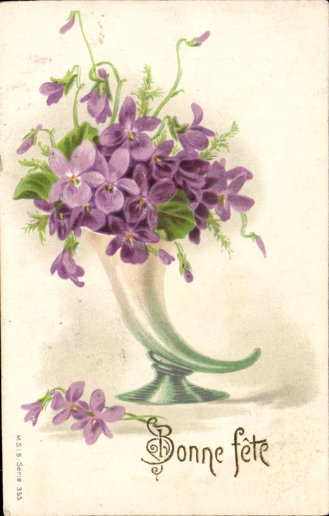 CPA Fantaisie Fleurs Corne d'abondance