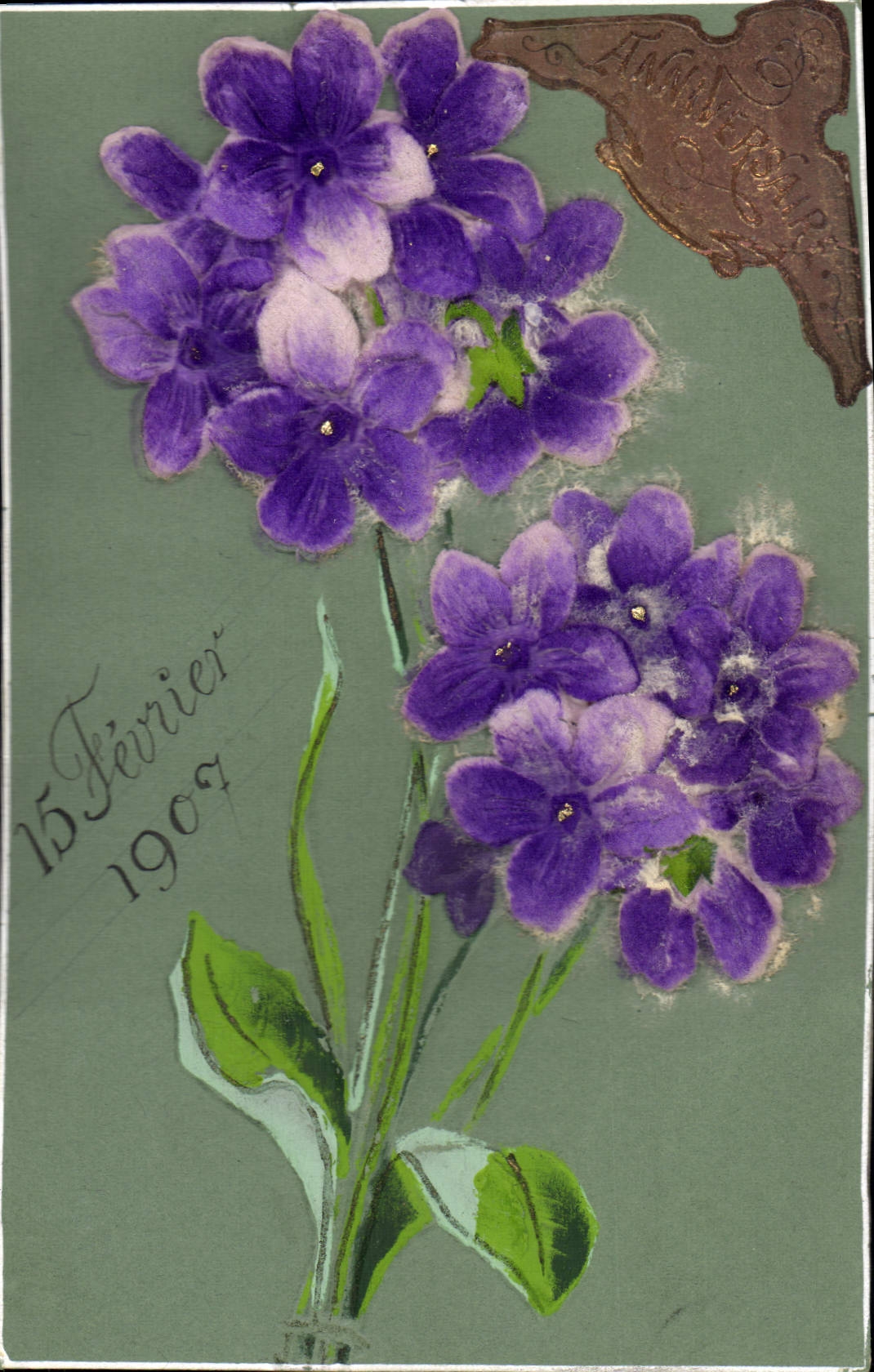 Flores de la fantasía de la POSTAL de la VENDIMIA