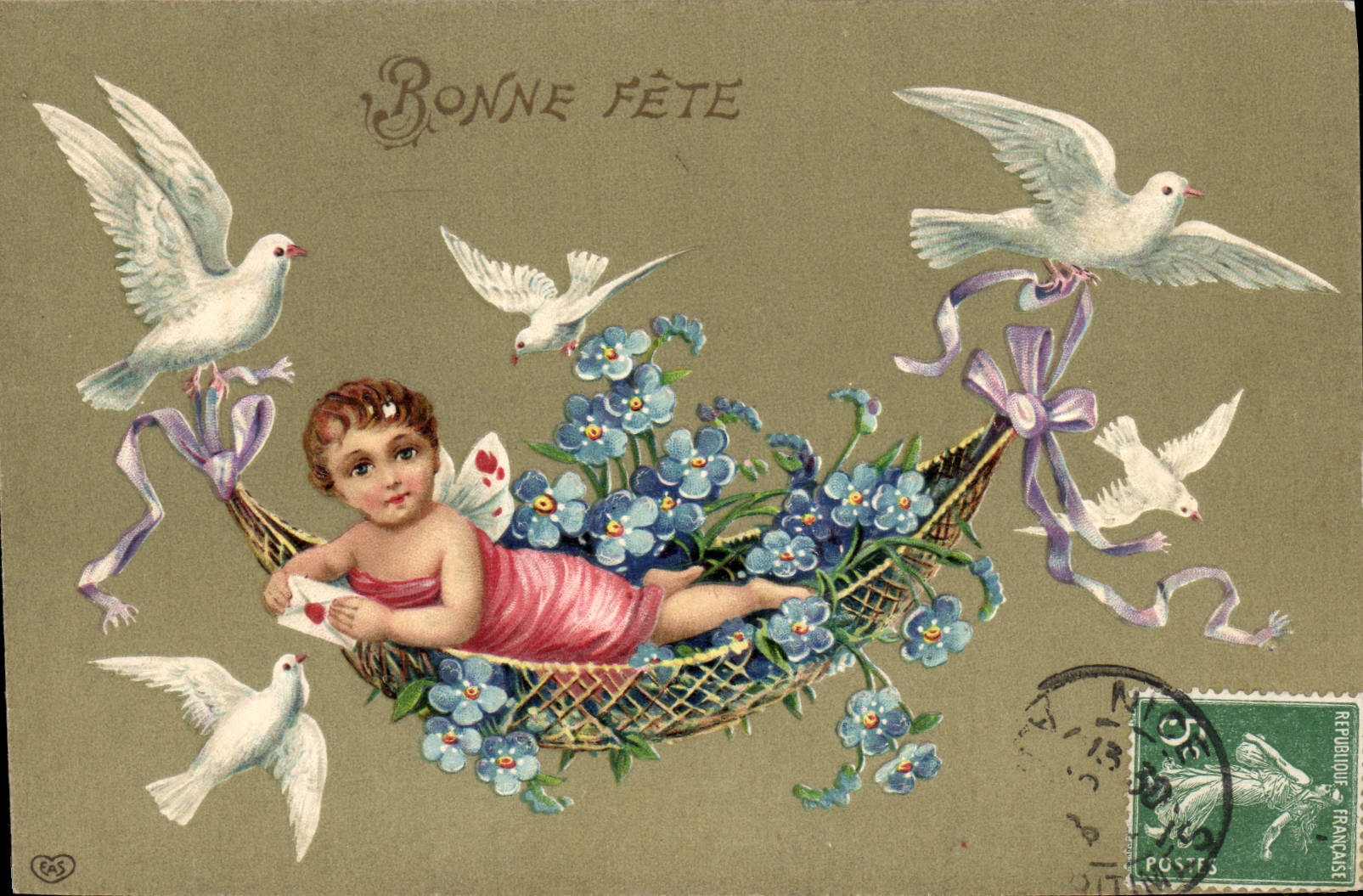 CPA Fantaisie Enfant Colombes Fleurs 