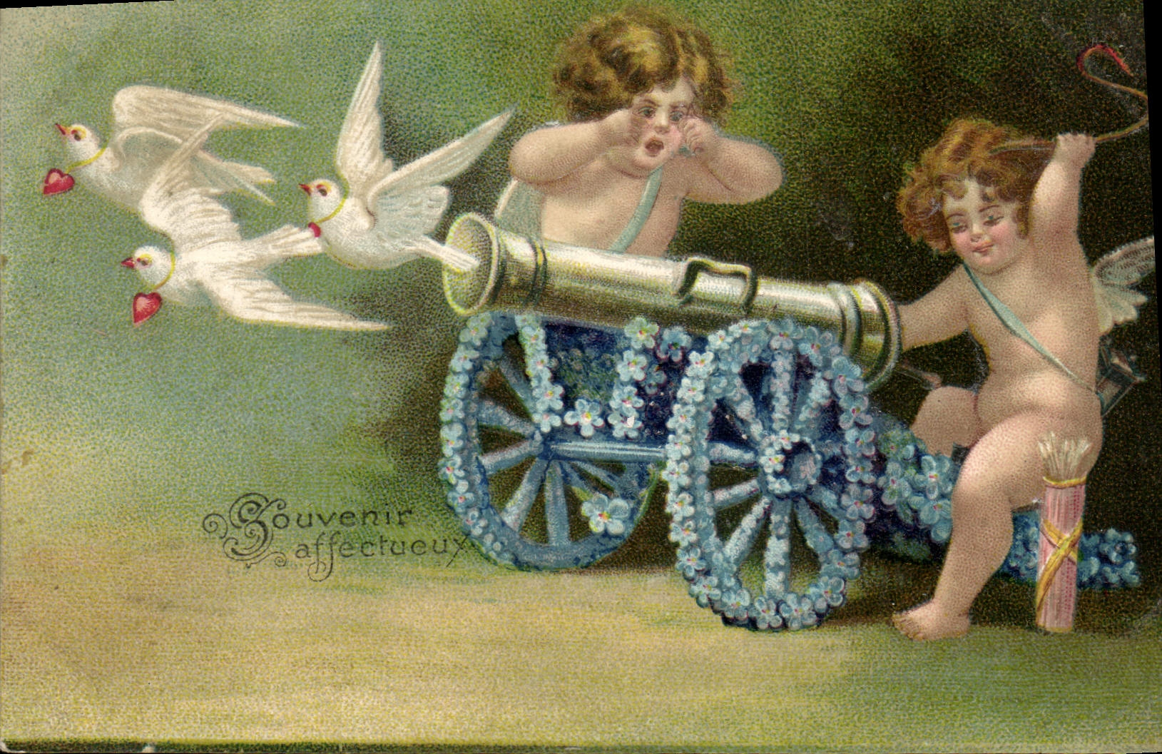 VINTAGE POSTCARD Fantasy Angels Canon Doves