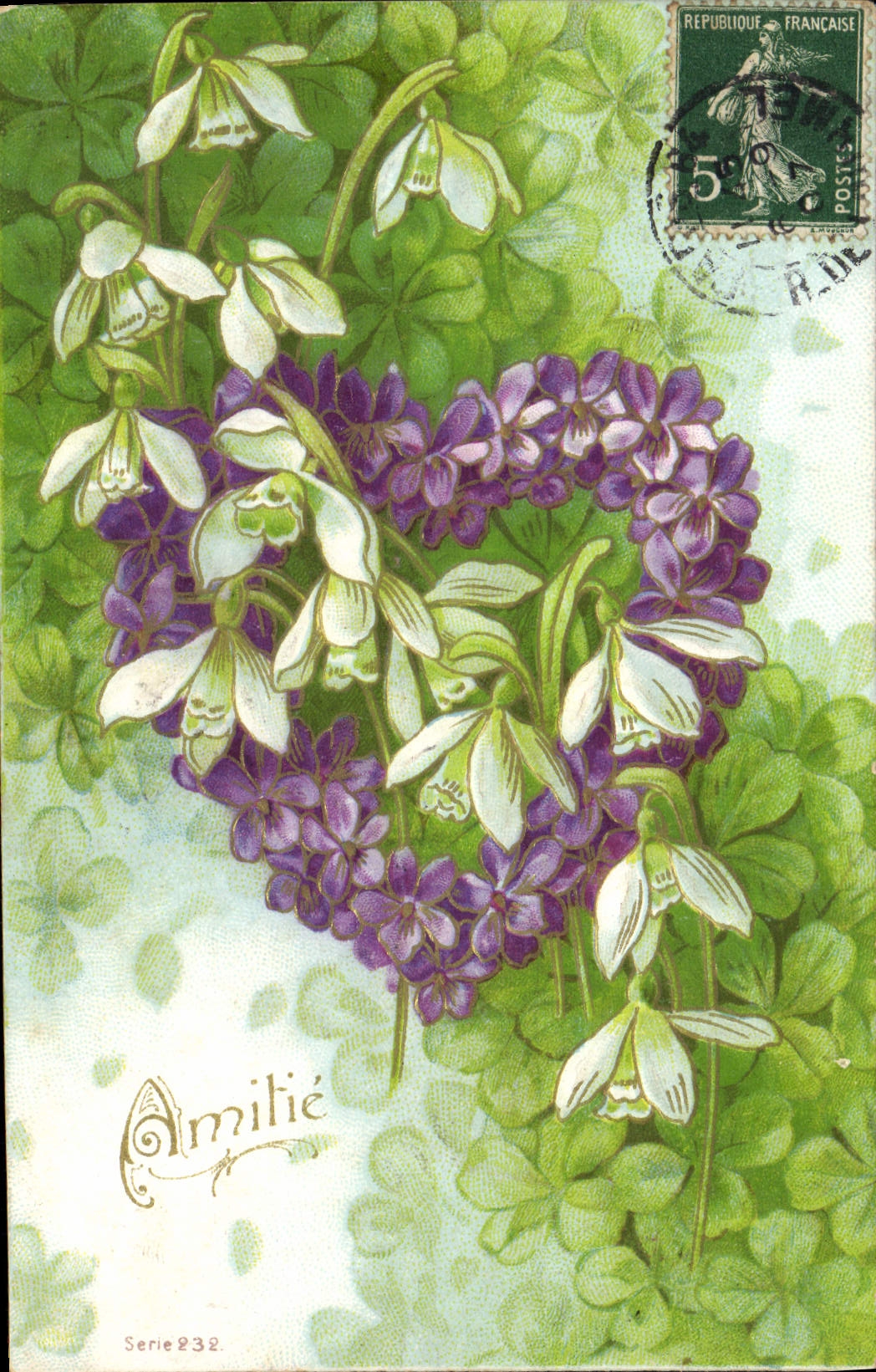 La fantasía de la POSTAL de la VENDIMIA florece el corazón