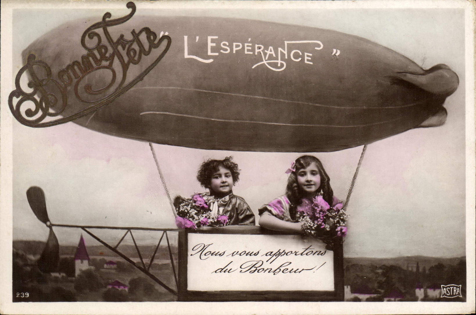 VINTAGE POSTCARD Fantasy Children Dirigeale Zeppelin the Hope