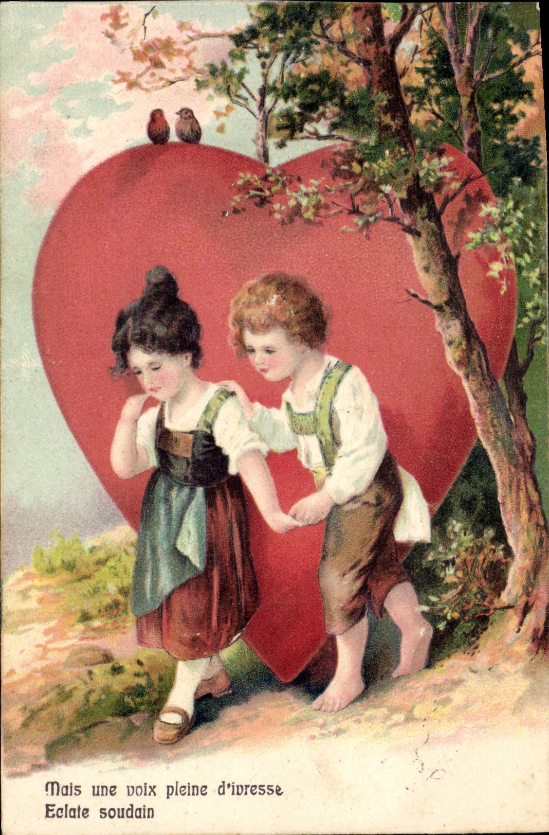VINTAGE POSTCARD Fantasy Children Heart
