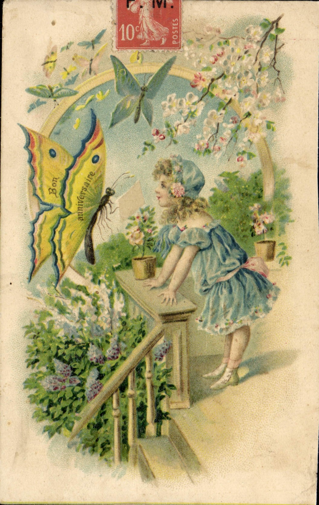 CPA Fantaisie Enfant Papillons