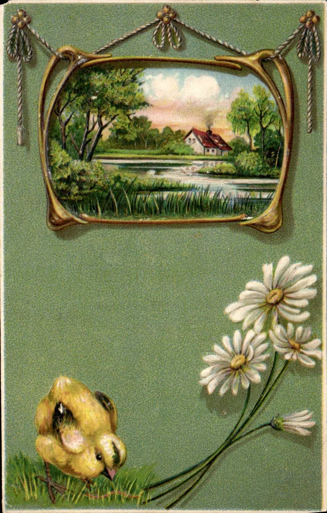 VINTAGE POSTCARD Fantasy Flowers Chicks