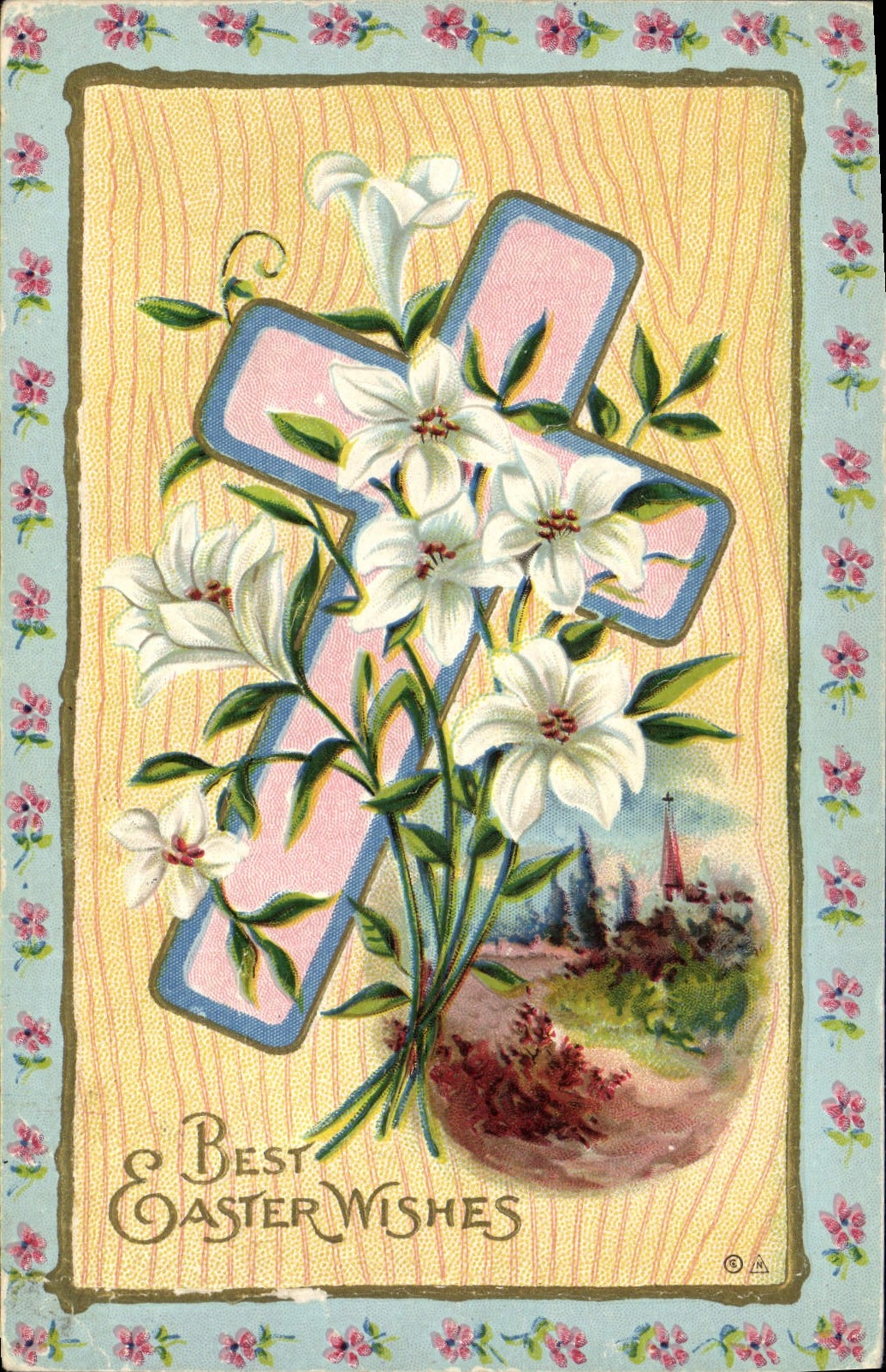 Flores de la fantasía de la POSTAL de la VENDIMIA