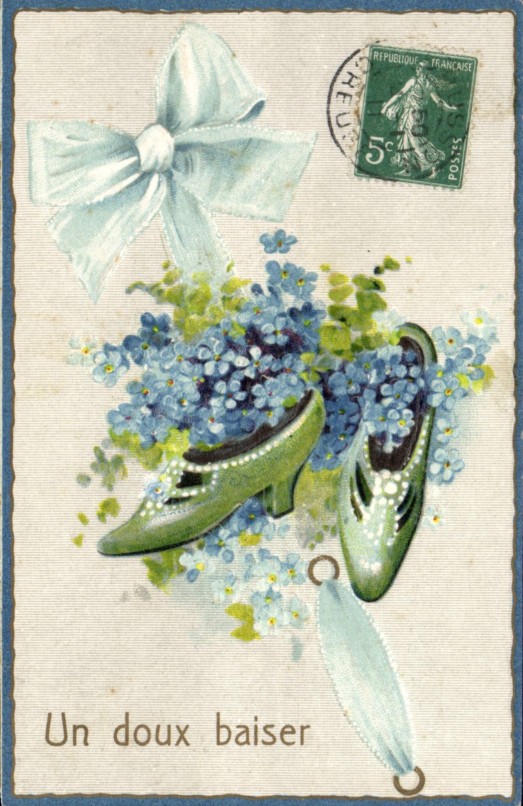 Flores de la fantasía de la POSTAL de la VENDIMIA