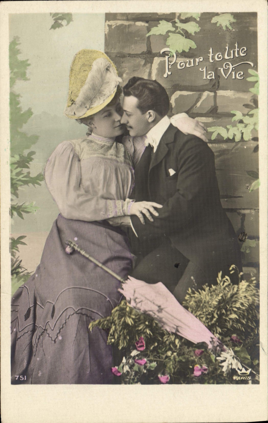 Mujer de la fantasía de la POSTAL de la VENDIMIA