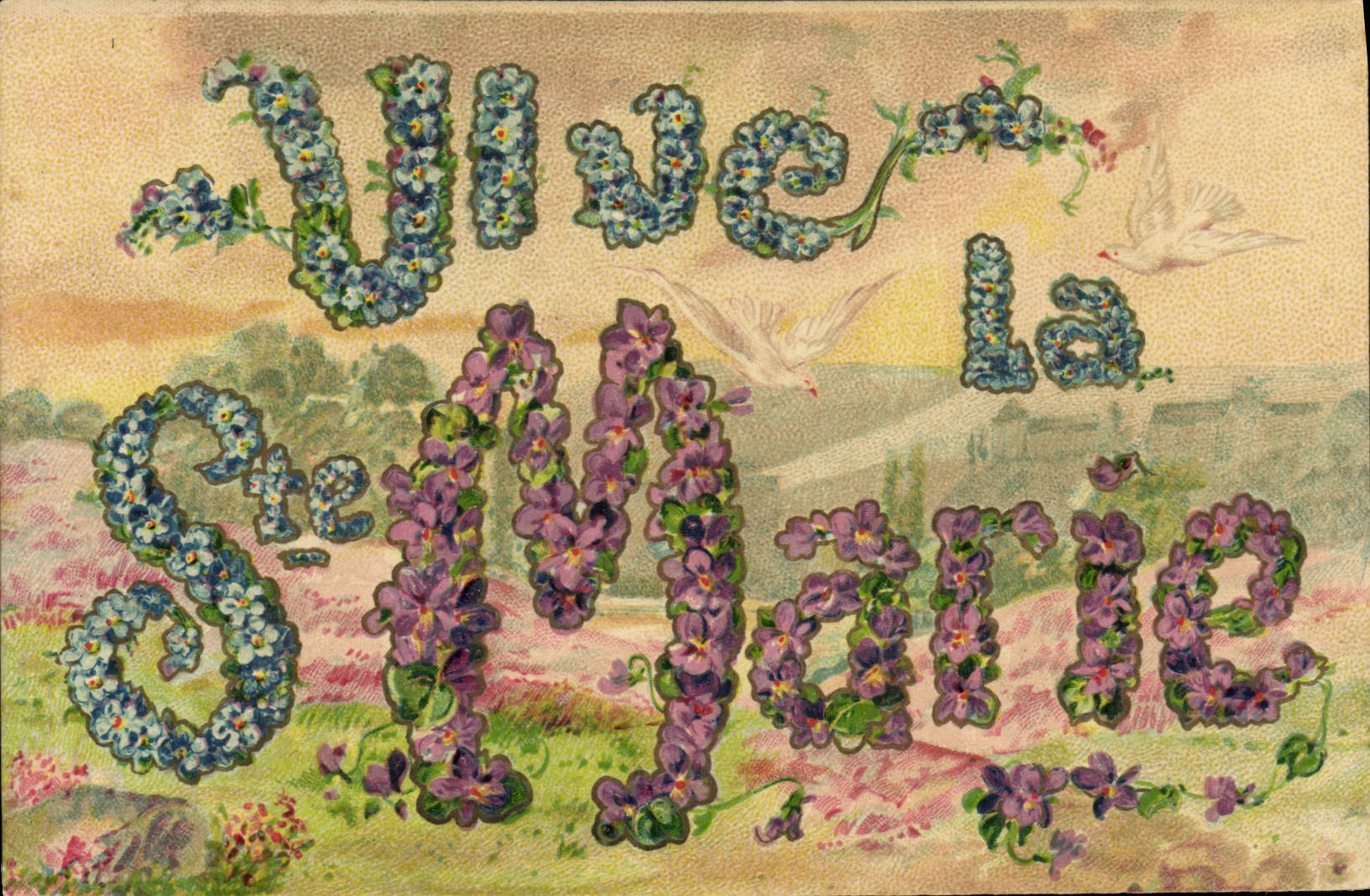 CPA Fantaisie Fleurs Ste Marie Colombes