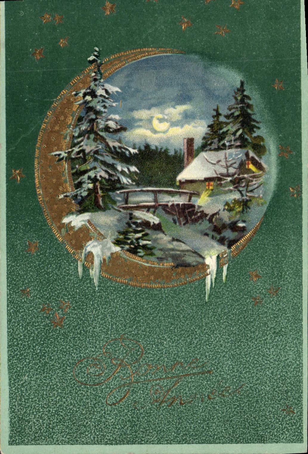 CPA Fantaisie Bonne annee Lune