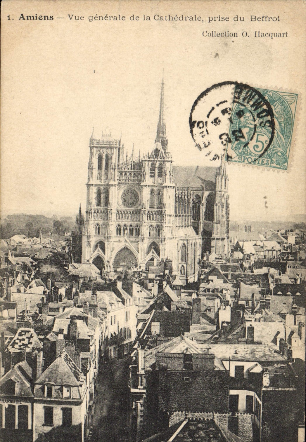 VINTAGE POSTCARD Amiens View of the cathedral taken of the belfry