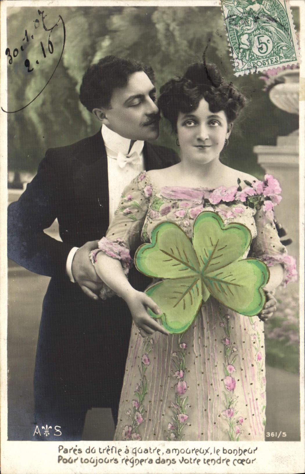 VINTAGE POSTCARD Fantasy Woman Clover