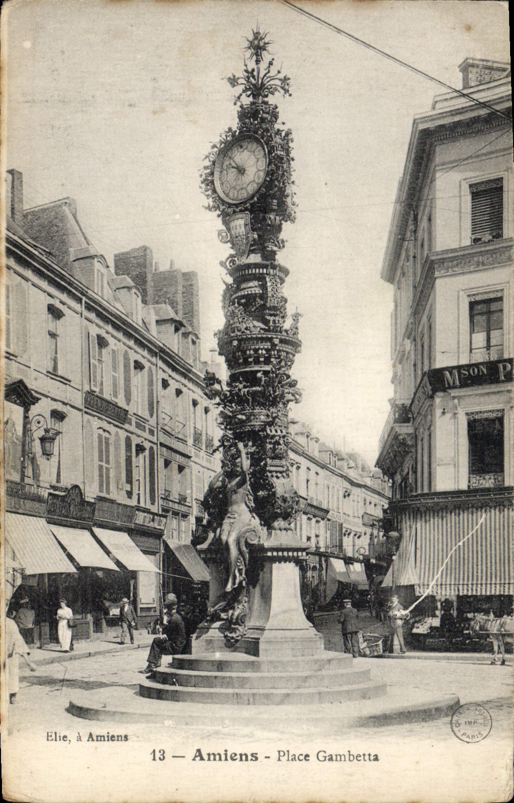 VINTAGE POSTCARD Amiens Places Gambetta