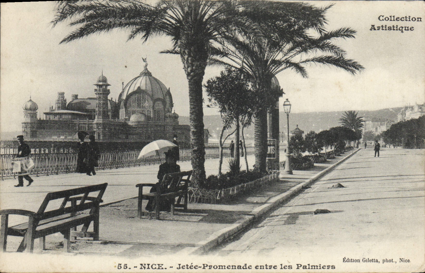 VINTAGE POSTCARD Nice Jetee Walk Enters the Palm trees