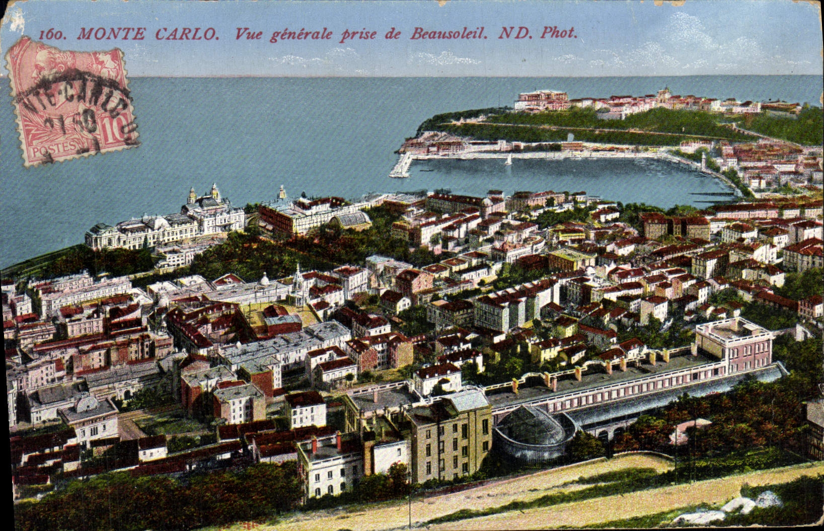VINTAGE POSTCARD Monte Carlo View Taken De Beausoleil