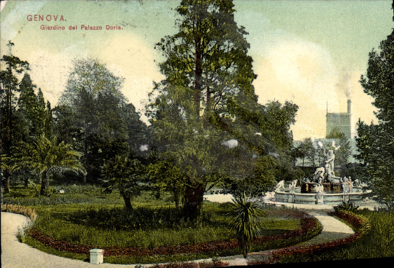 VINTAGE POSTCARD Genova Giardino del Palazzo Doria