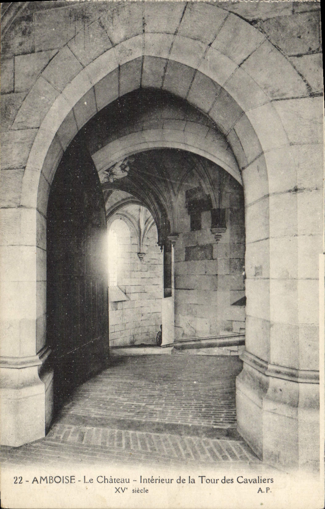 POSTAL Amboise de la VENDIMIA el castillo interior de la torre de los jinetes