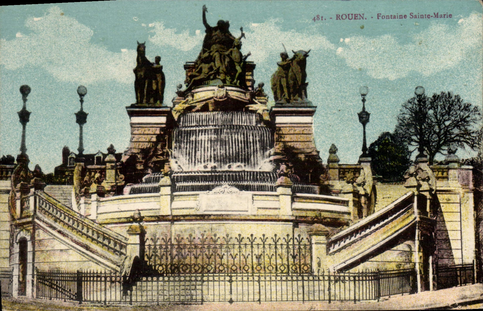 VINTAGE POSTCARD Rouen Fountain Sainte Marie