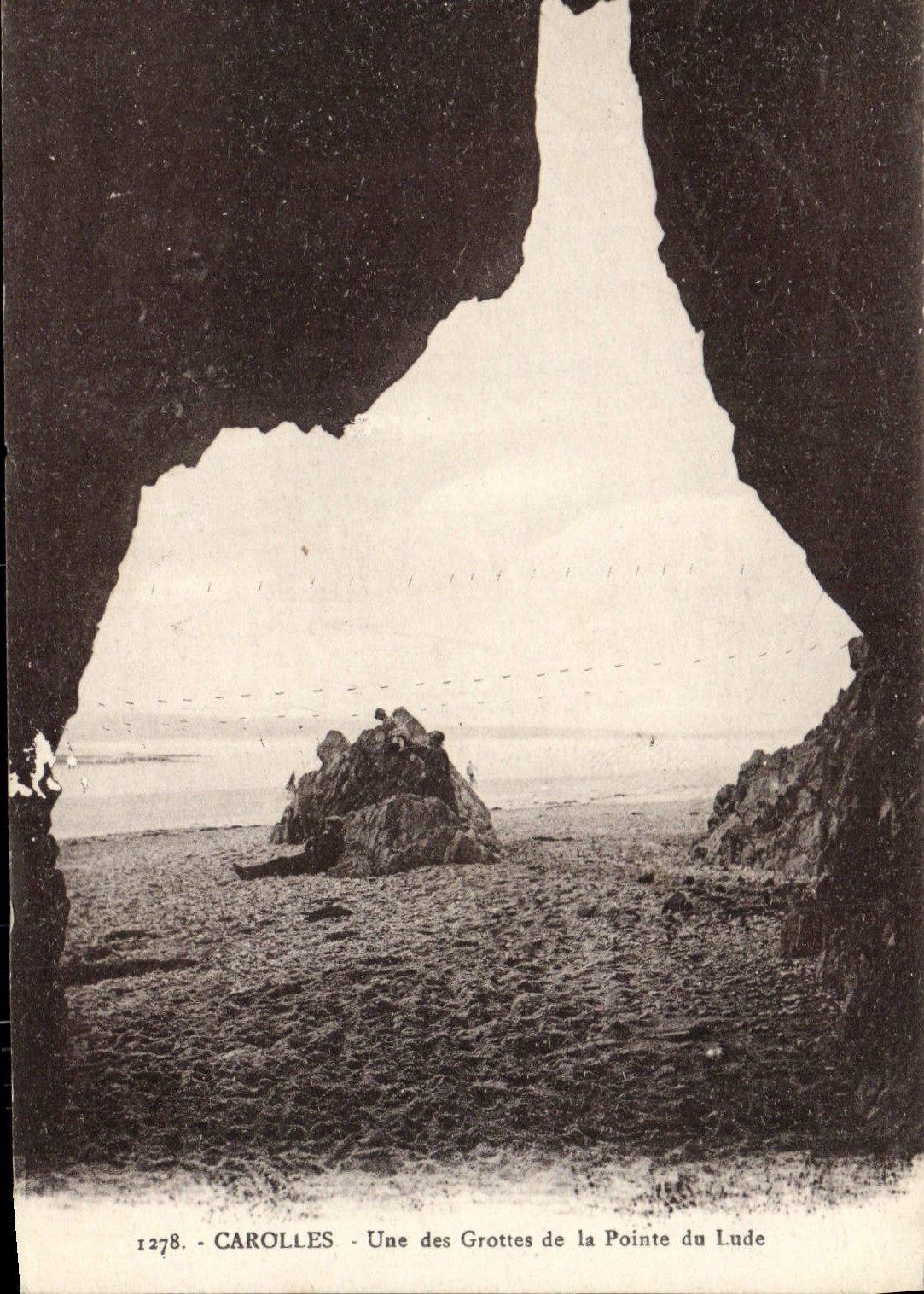 VINTAGE POSTCARD Carolles One Of the Caves Of the Point Of Lude