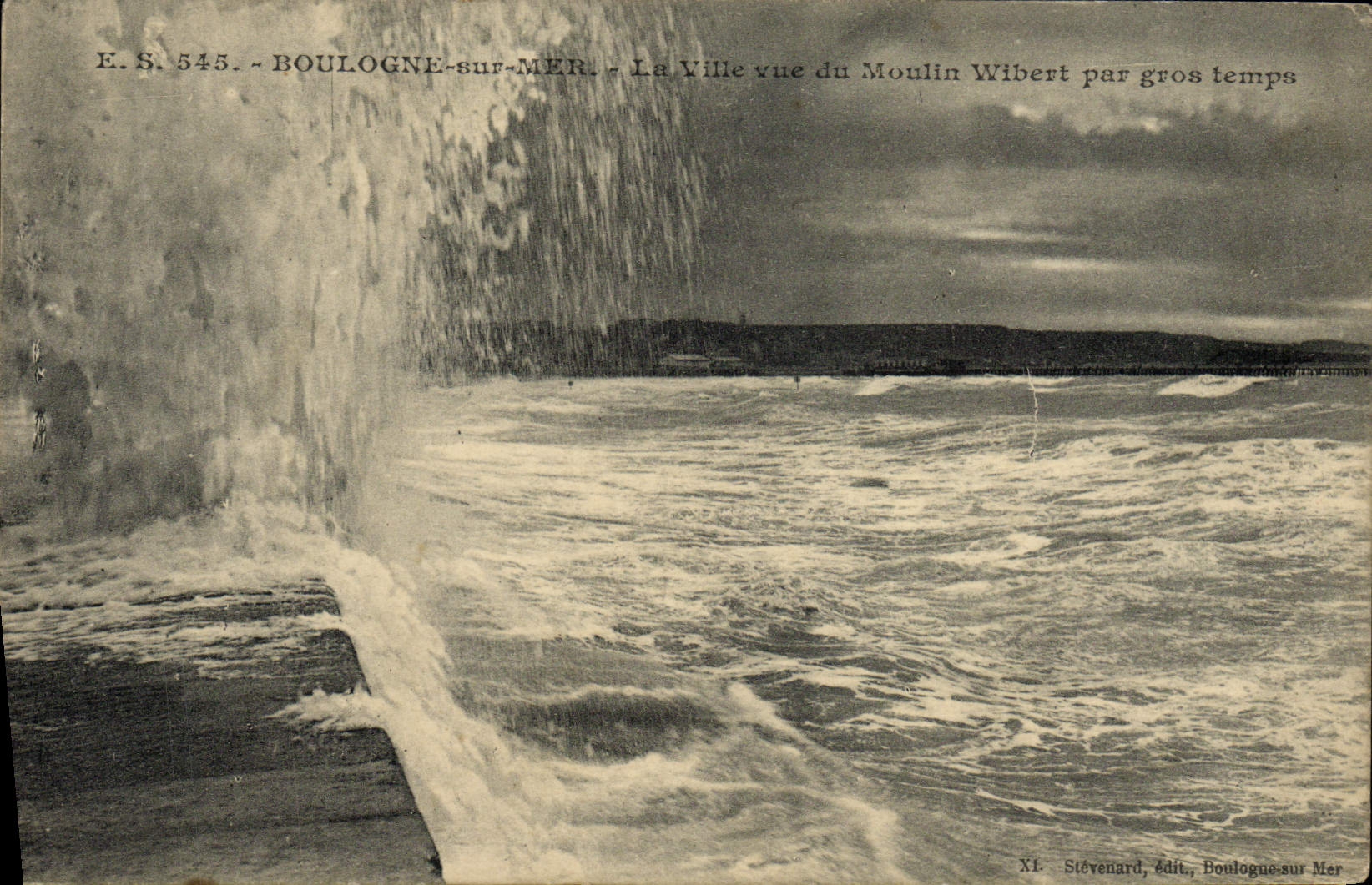 VINTAGE POSTCARD Boulogne On Sea the city seen of the Wibert mill by heavy weather