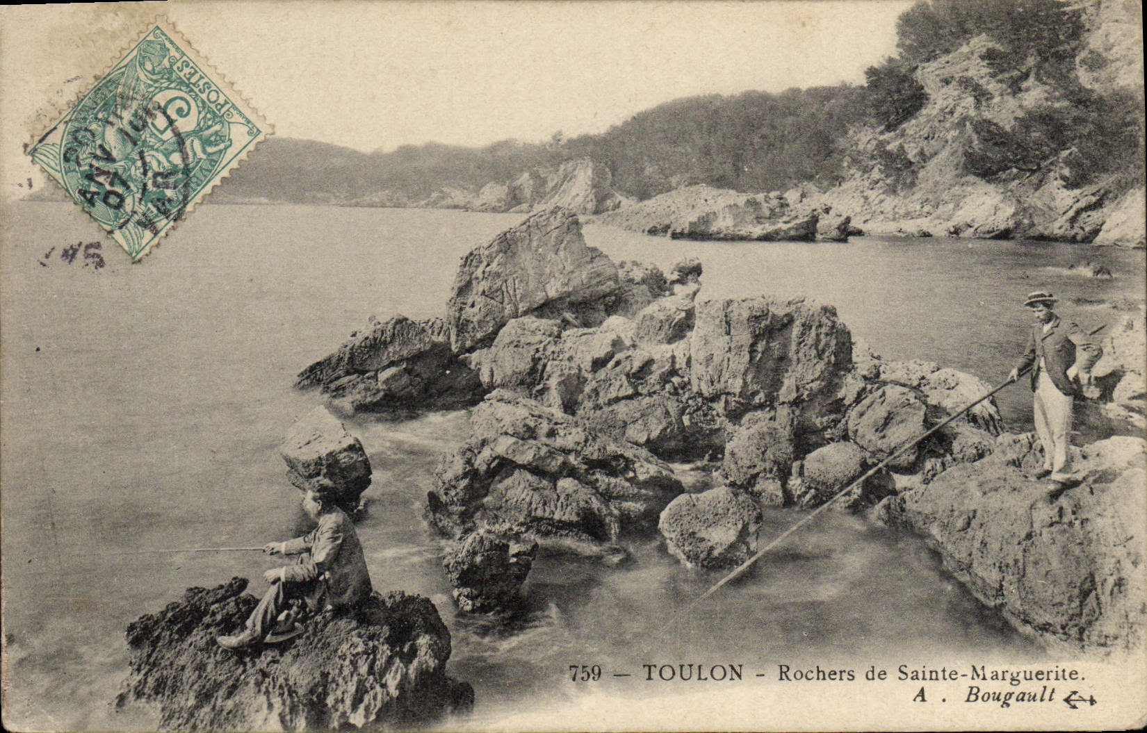 VINTAGE POSTCARD Toulon Rochers of Sainte Marguerite Fishes Sinning