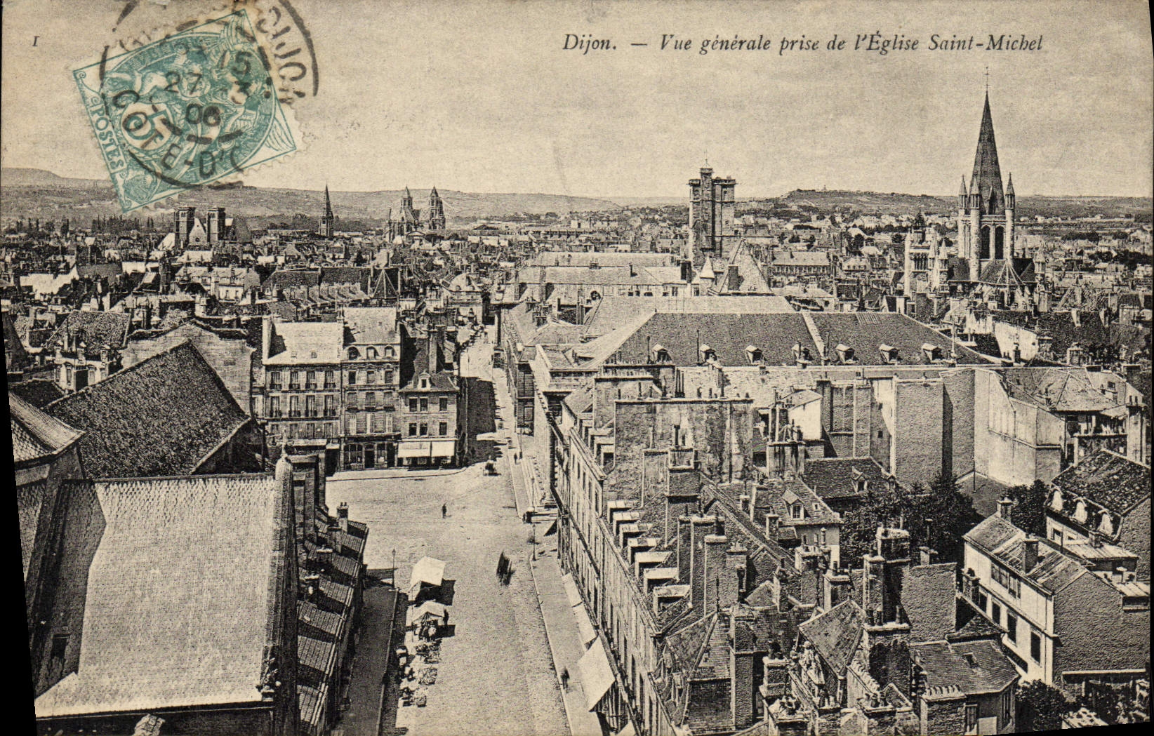 VINTAGE POSTCARD Dijon View Taken of the Church Saint Michel