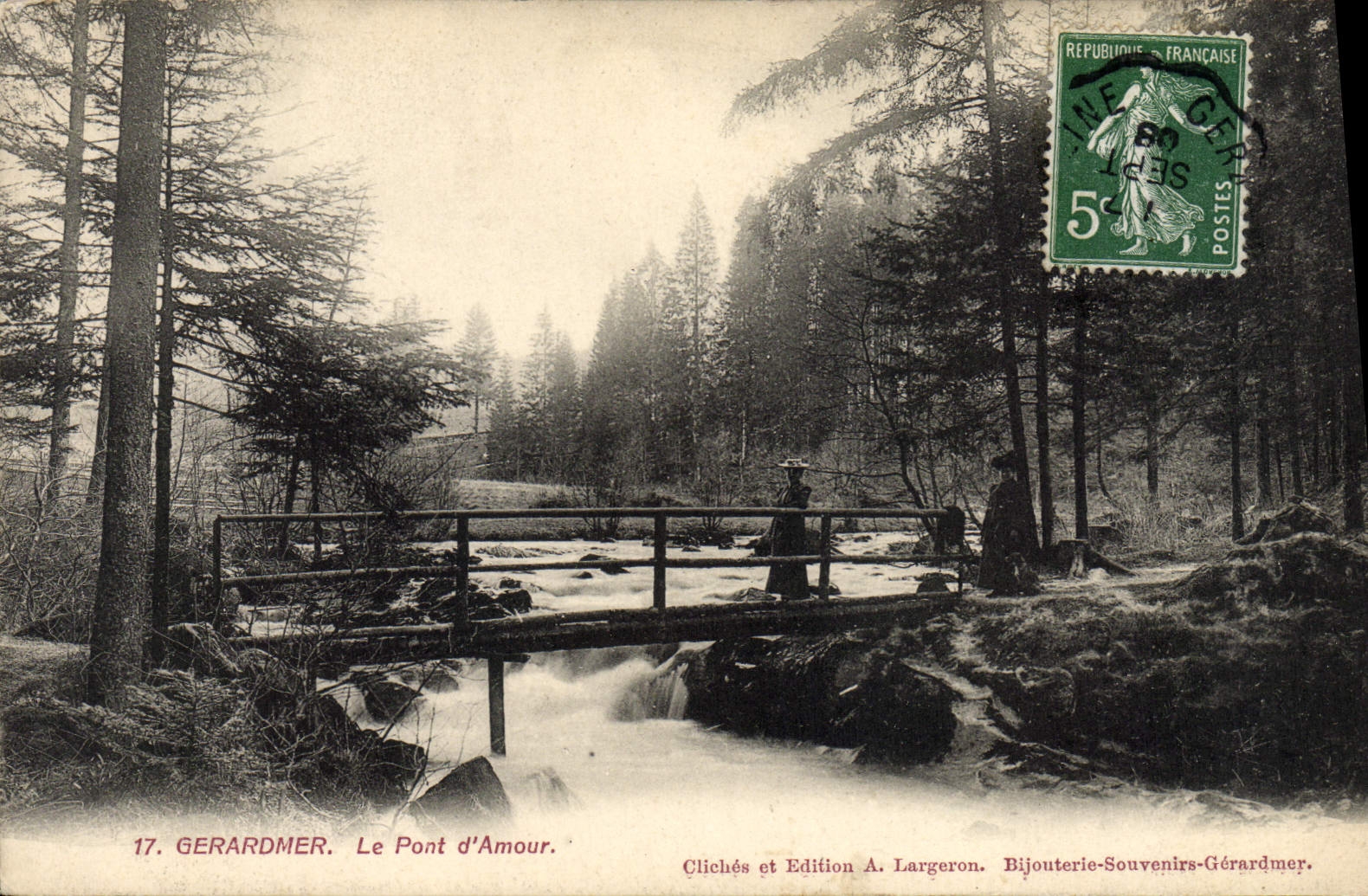 VINTAGE POSTCARD Gerardmer the bridge of Love