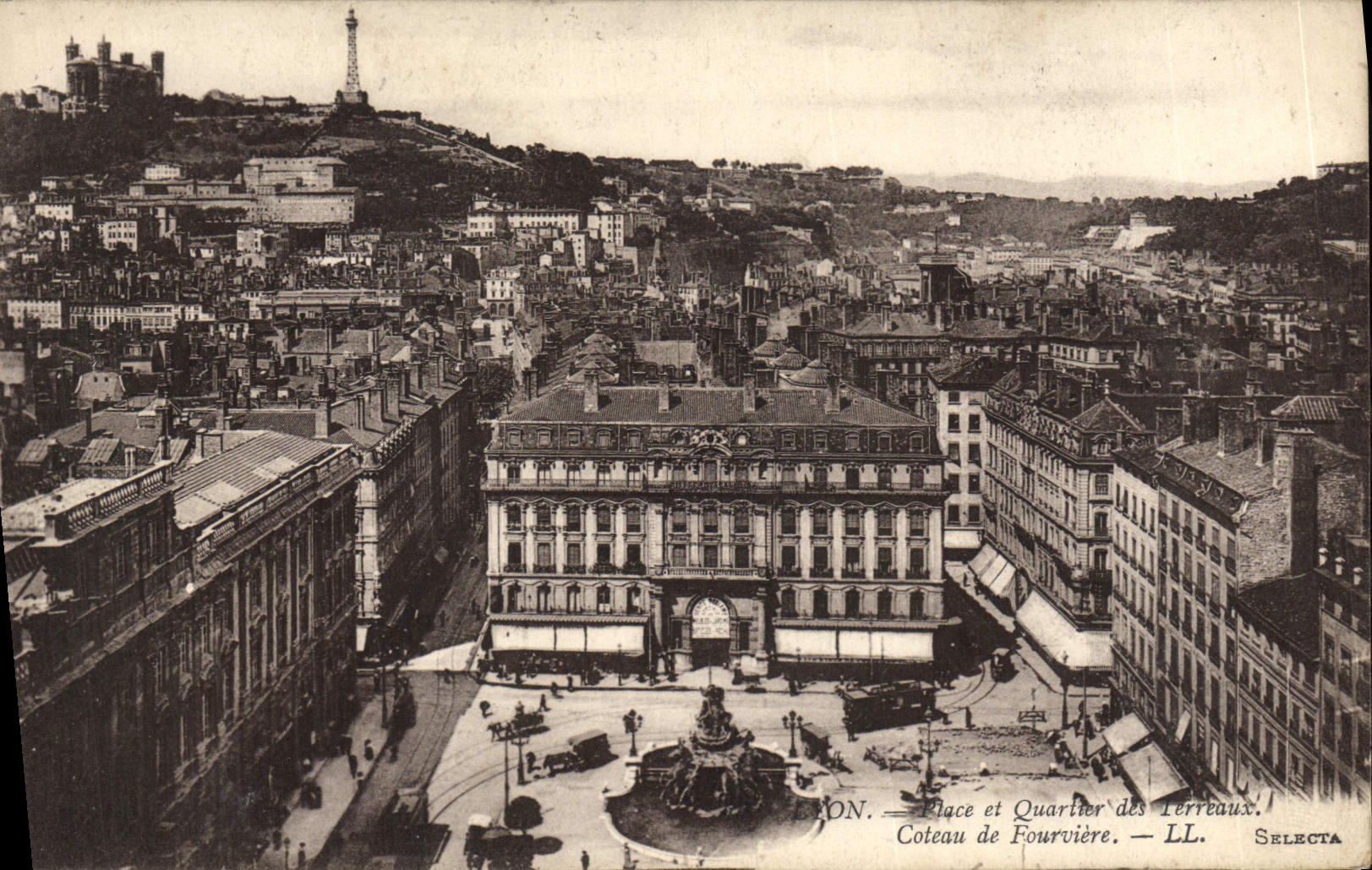 VINTAGE POSTCARD Lyon Places and District of the Composts Slope of Fourviere