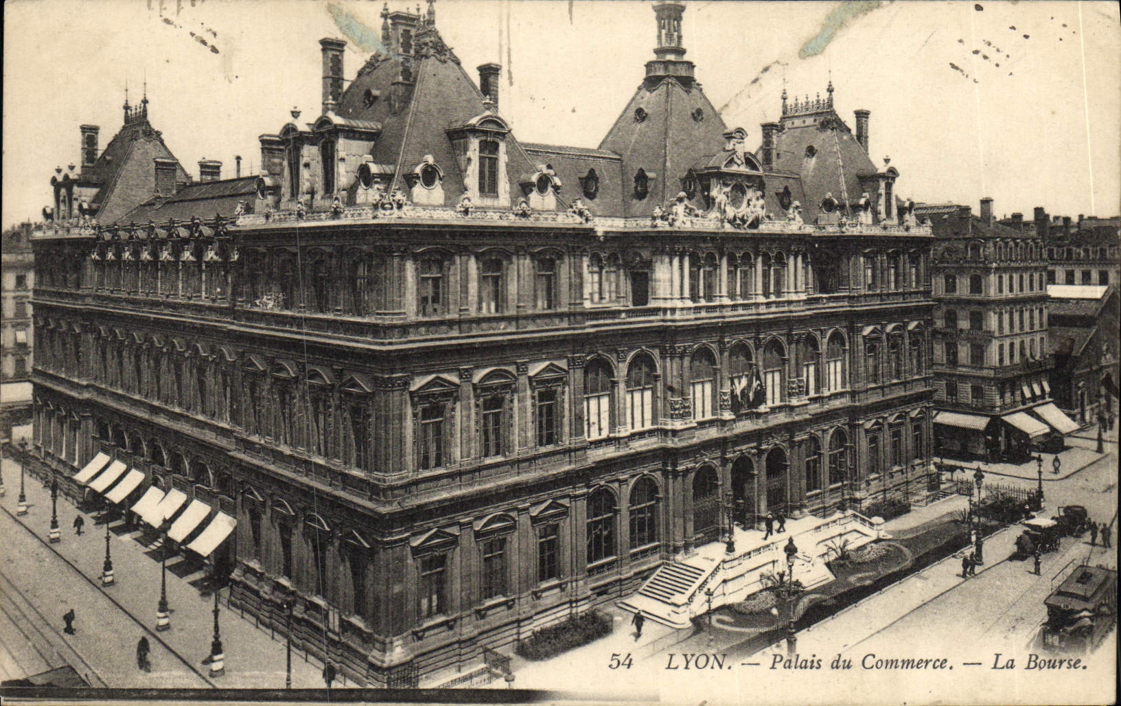 VINTAGE POSTCARD Lyon Palate Commercial the Stock Exchange