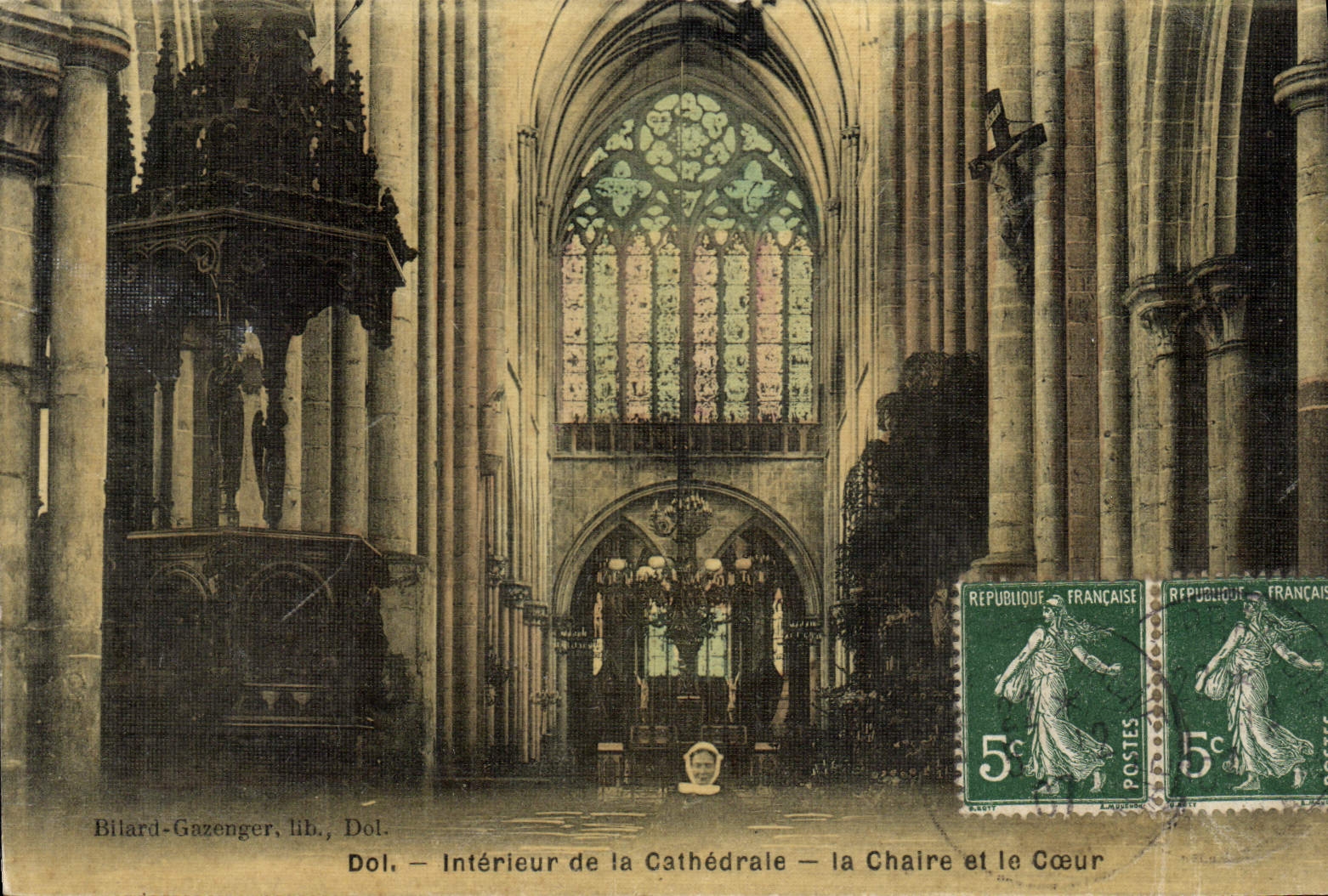 CPA Dol Interieur de la Cathedrale La Chaire et la Coeur (carte toilee)